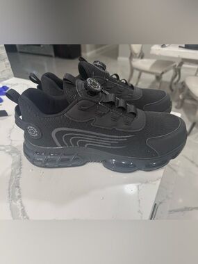 Men's Black Dial-Lock  Work shoes with metal toe protection Sneakers